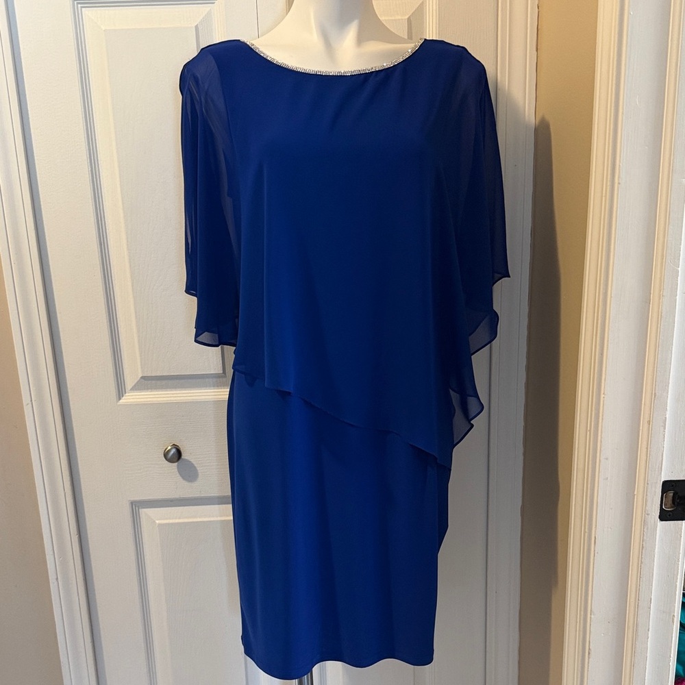 MSK Royal Blue Asymmetrical Dress, Size M